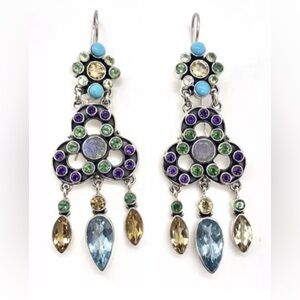 🌟NICKY BUTLER 925 Sterling Silver Aqua Quartz Turquoise Chandelier Earri…